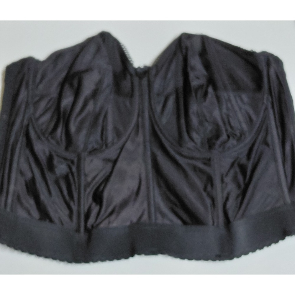 Vintage Lane Bryant Intimates Black Satin Strapless Corset Bustier Top 46C
